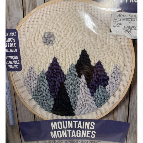 Leisure Arts Punch Needle Kit Mountains Blue Grey White Decorative Hoop & Needle - Picture 2 of 5